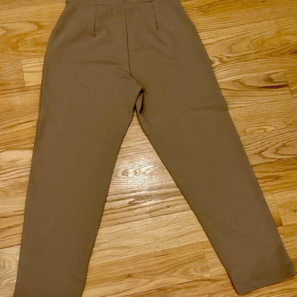 SHEIN High-Waisted Slim Fit Pants - Khaki - Size L (8/10) - Picture 2 of 4